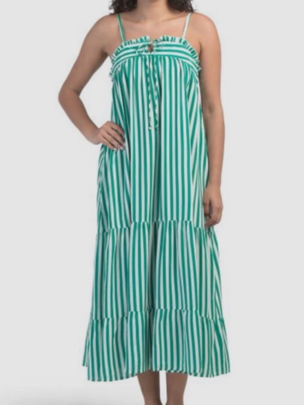 NWT Haute Hippie Retro Green and White Key Hole Front Strappy CoverUp Dress